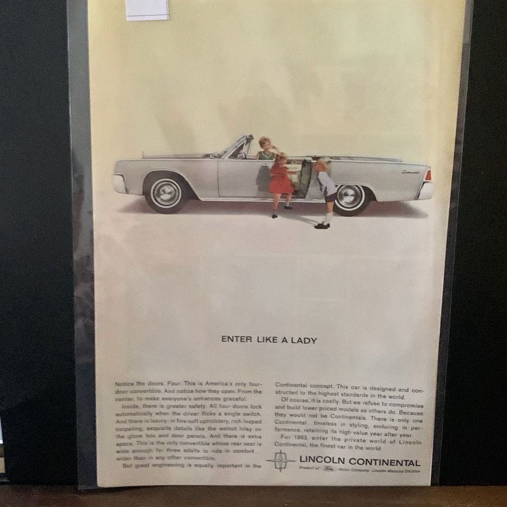 Vintage 1963 Lincoln Continental Enter Like A Lady Ad Advertisement